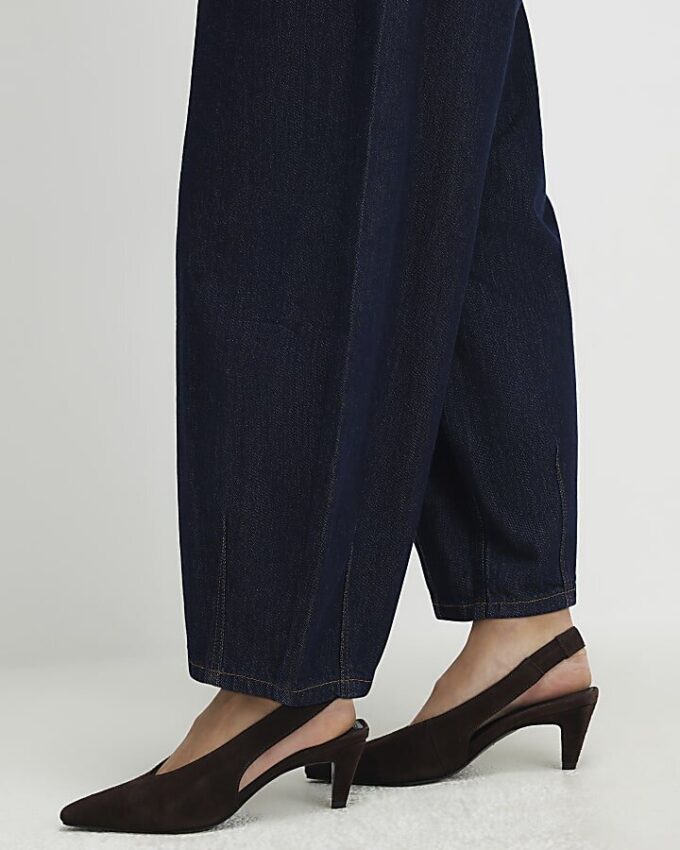 Petite blå pull-on-jeans med barellben