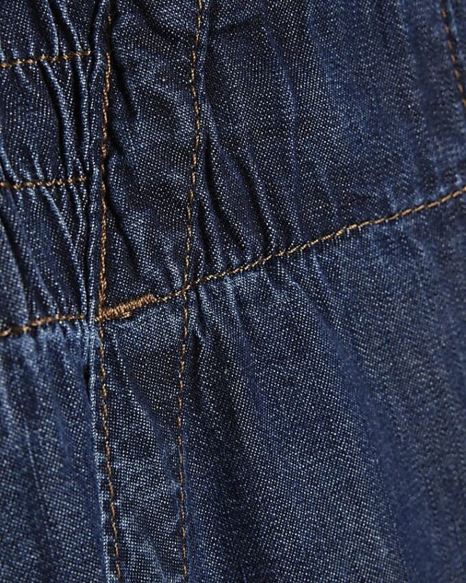 Petite blå pull-on-jeans med vida ben