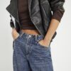 Petite blåa, avslappnade, raka jeans
