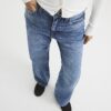 Petite blåa, avslappnade, raka jeans