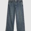 Petite blåa, avslappnade, raka jeans