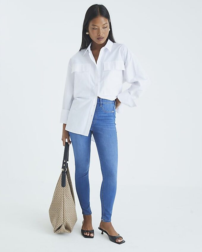 Petite Blue Pull-On Sculpt Skinny Jeans Petite Blue Pull-On Sculpt Skinny Jeans