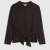 Petite Brown Tie Front Premium Top