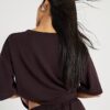 Petite brun premium-T-shirt med korta ärmar