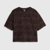 Petite brun premium-T-shirt med skrynklig boxig passform