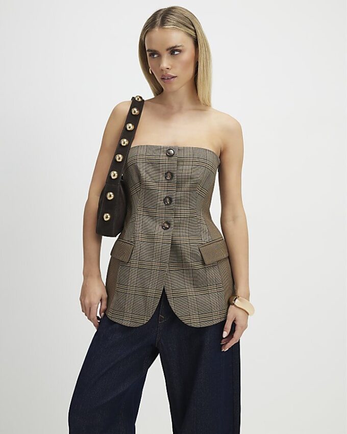 Petite brun randig bandeau-top Petite brun randig bandeau-top
