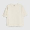 Petite Cream kortärmad jacquard-T-shirt