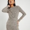 Petite Grey Long Sleeve Twist Front Top