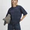 Petite Navy Premium Crinkle Boxy T-shirt Petite Navy Premium Crinkle Boxy T-shirt