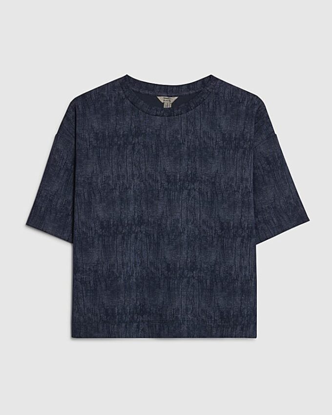Petite Navy Premium Crinkle Boxy T-shirt Petite Navy Premium Crinkle Boxy T-shirt