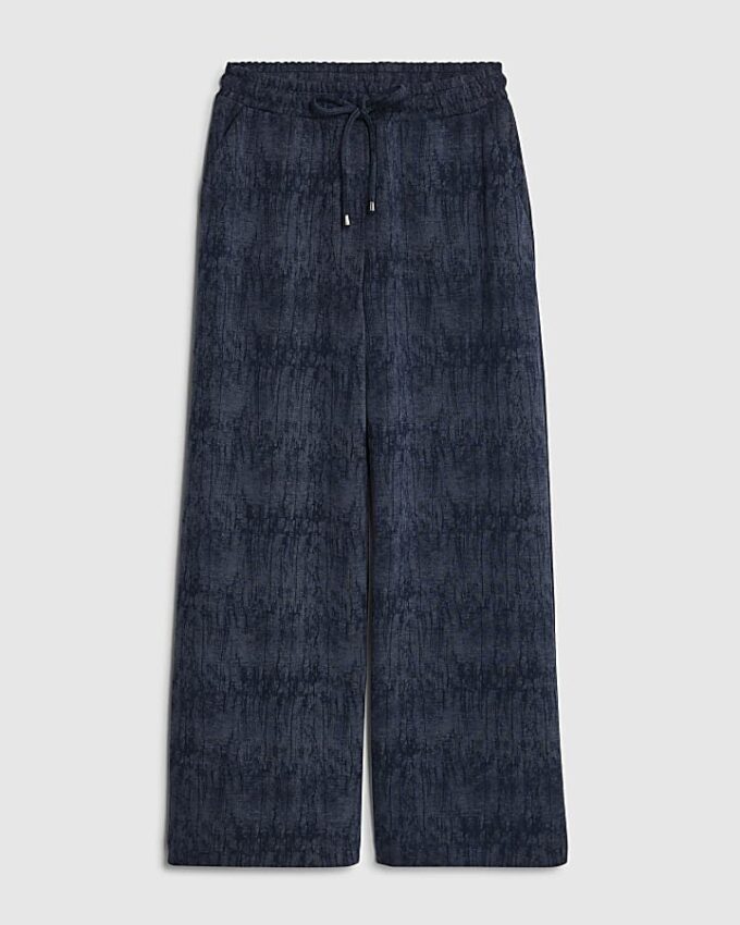 Petite Navy Premium Crinkle Wide Leg Joggers Petite Navy Premium Crinkle Wide Leg Joggers