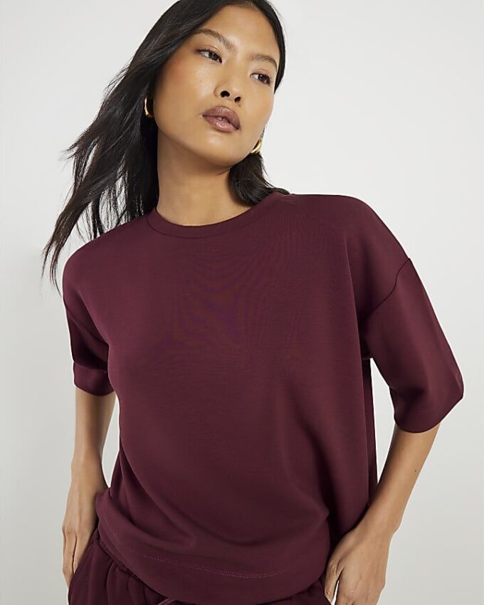 Petite Red Premium Short Sleeve Boxy T-Shirt