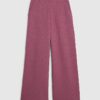 Petite rosa jacquardbyxor med vida ben