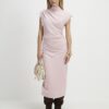 Petite rosa ärmlös mysig draperad topp