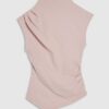 Petite rosa ärmlös mysig draperad topp
