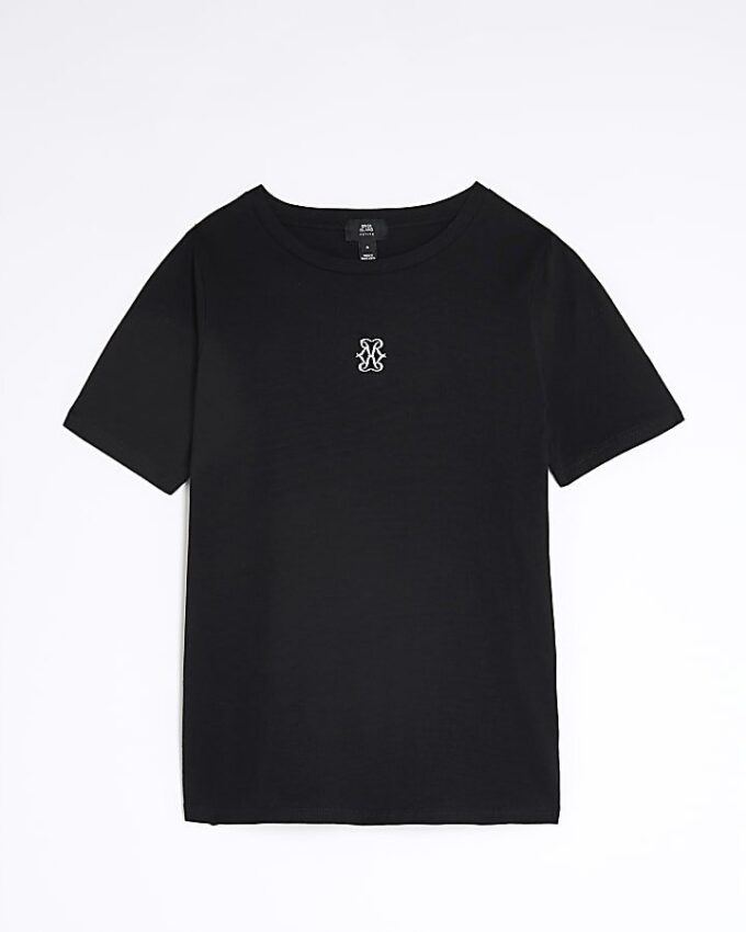 Petite svart kortärmad T-shirt med logo