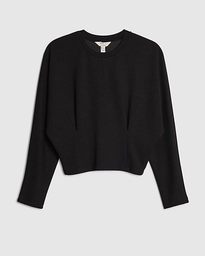 Petite svart premium-tröja med batwing-ärmar