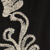 Petite svarta broderade byxor med vida ben