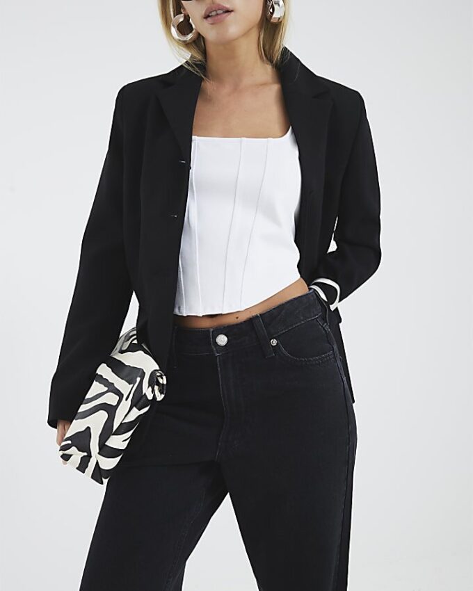 Petite svarta Relaxed Straight Jeans