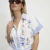 Petite vit broderad randig playsuit