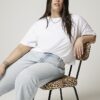 Plus blå högmidjade, avslappnade raka jeans Plus blå högmidjade, avslappnade raka jeans
