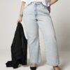 Plus blå högmidjade, avslappnade raka jeans Plus blå högmidjade, avslappnade raka jeans