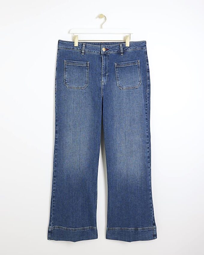 Plus blå högmidjade utsvängda jeans Plus blå högmidjade utsvängda jeans