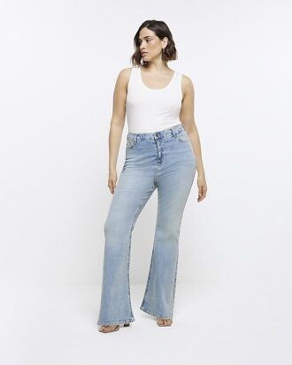 Plus Blue högmidjade flare-jeans