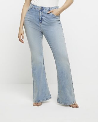 Plus Blue högmidjade flare-jeans