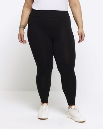 Plus svarta leggings med hög midja