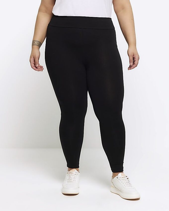 Plus svarta leggings med hög midja
