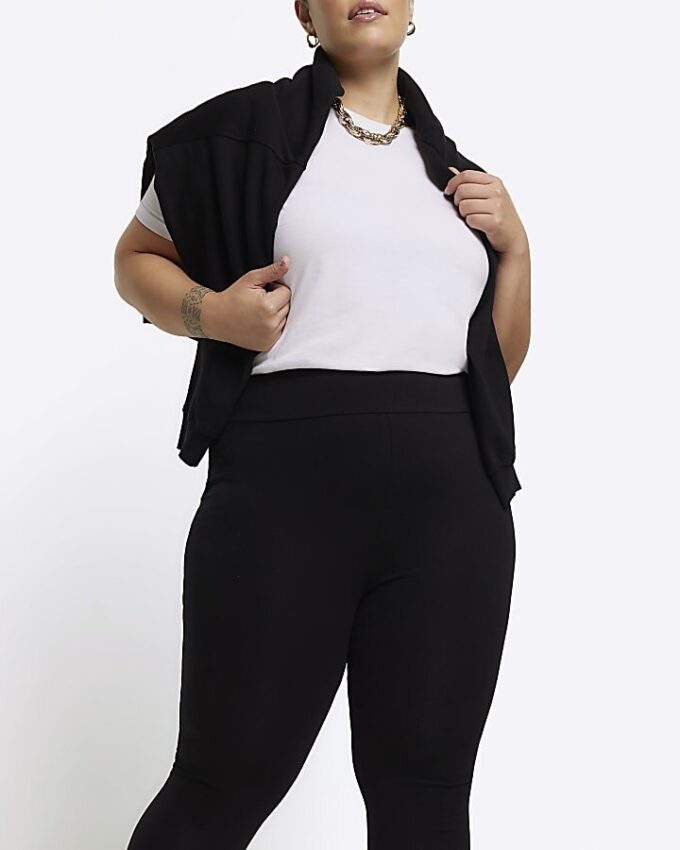 Plus svarta leggings med hög midja