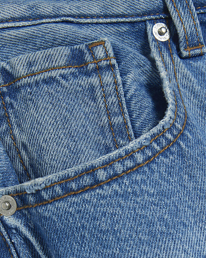 Plusblå jeans med hög midja och raka ben Plusblå jeans med hög midja och raka ben