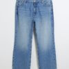 Plusblå jeans med hög midja och raka ben Plusblå jeans med hög midja och raka ben
