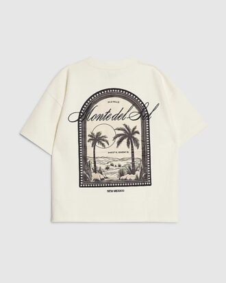 Pojkar Krämfärgad texturerad palmträd-T-shirt