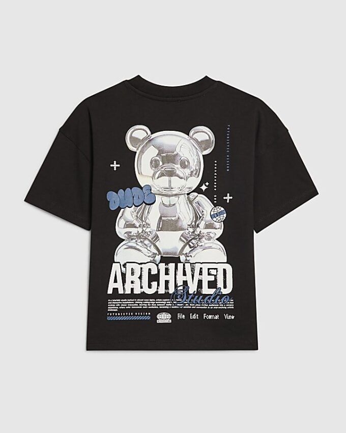 Pojkars svarta Chrome Bear T-shirt