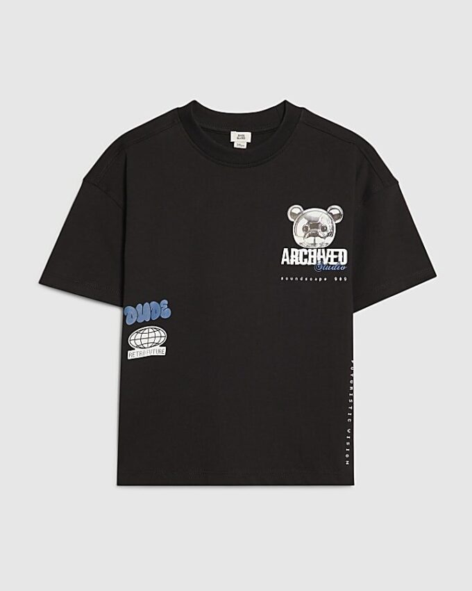 Pojkars svarta Chrome Bear T-shirt