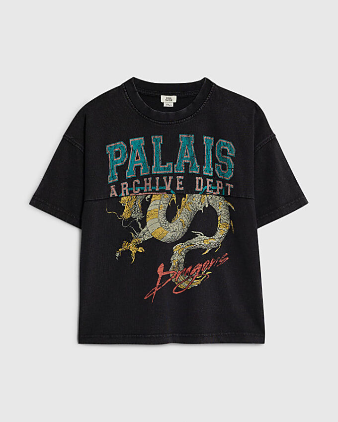 Pojkars svarta oversized Palais Dragon T-shirt