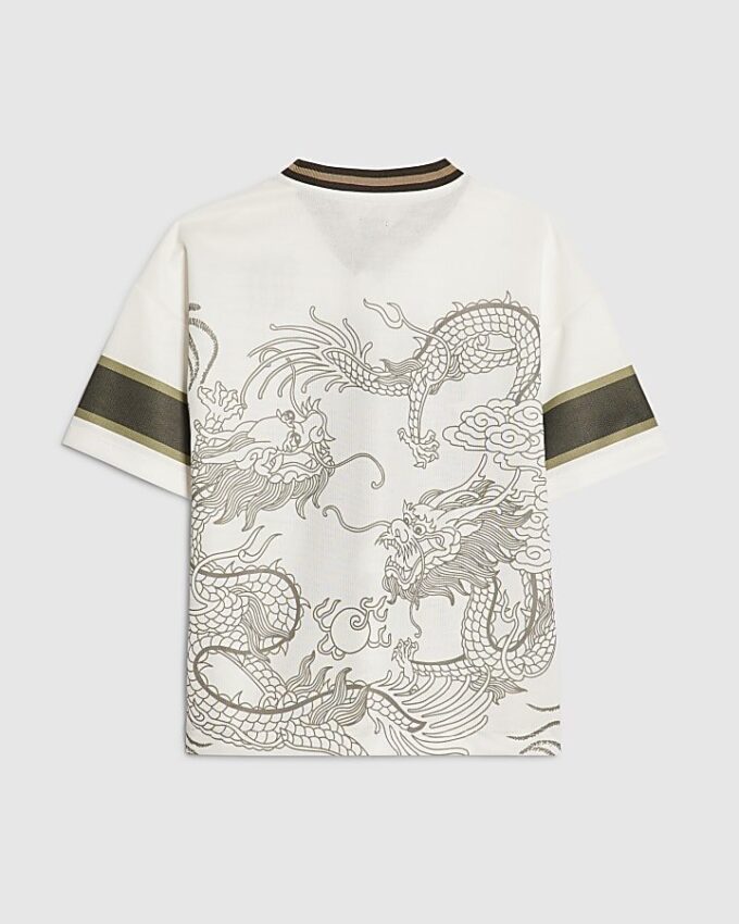 Pojkars vita Japanese Dragon 10 T-shirt