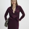 Röd långärmad slim fit-skjorta i satin
