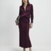 Röd långärmad slim fit-skjorta i satin