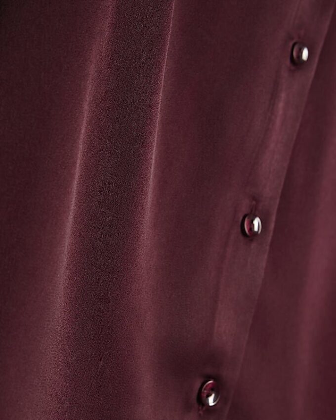 Röd långärmad slim fit-skjorta i satin