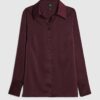 Röd långärmad slim fit-skjorta i satin
