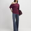 Röd off-shoulder-top med drapering
