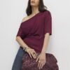 Röd off-shoulder-top med drapering