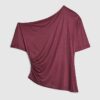 Röd off-shoulder-top med drapering