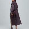 Röd oversized trenchcoat i läder
