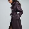 Röd oversized trenchcoat i läder