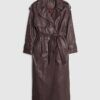 Röd oversized trenchcoat i läder