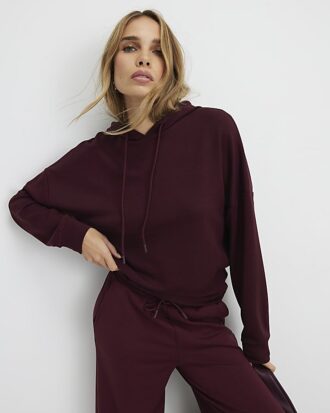 Röd premium långärmad hoodie